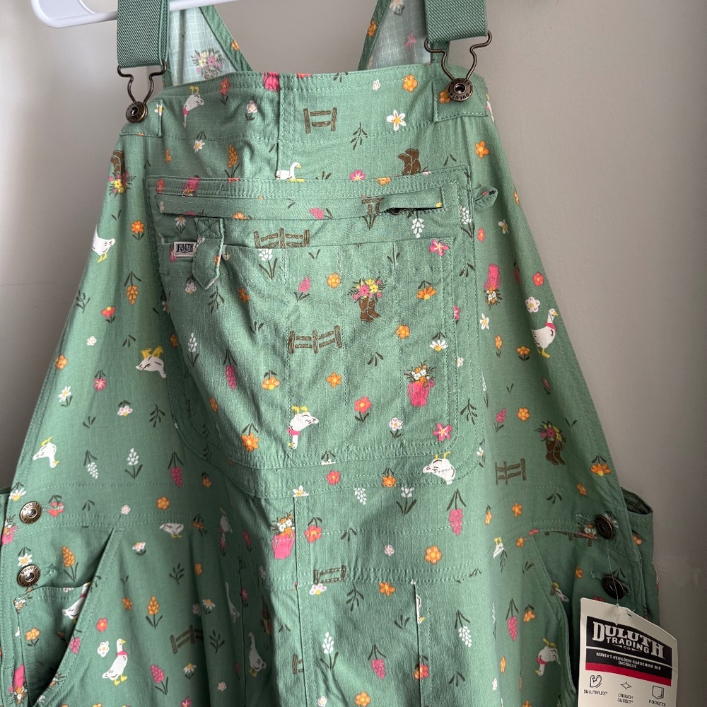 Duluth Trading Co Overalls Spring All Over Print
